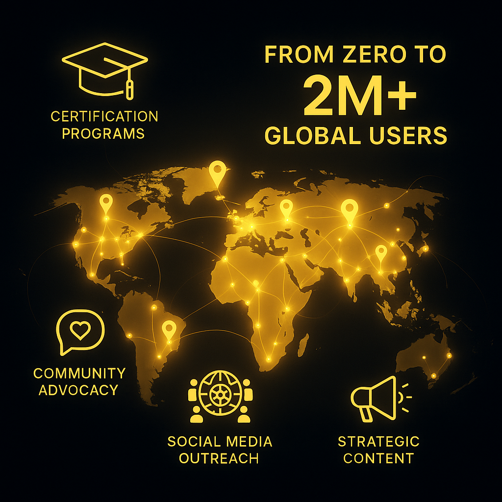 Global adoption visualisation: from zero to 2M+ users